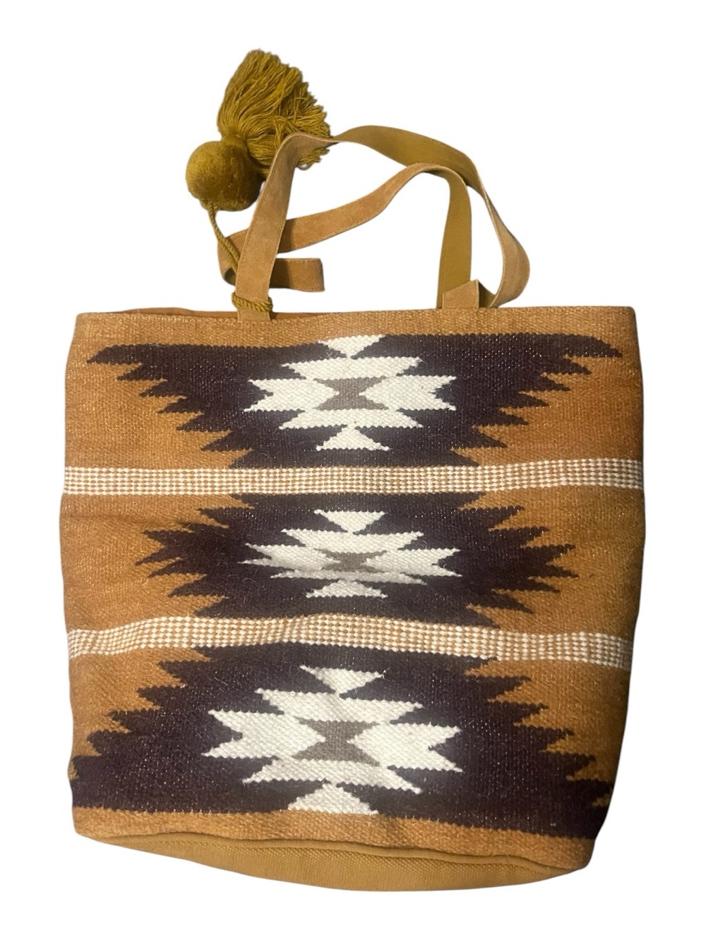Western Woven Wool Tote Bag Tan Brown
Cream - Picture 4 of 6